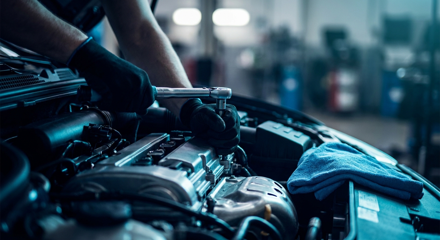 Beyana Automotive mechanic inspecting a car engine in the Epping workshop